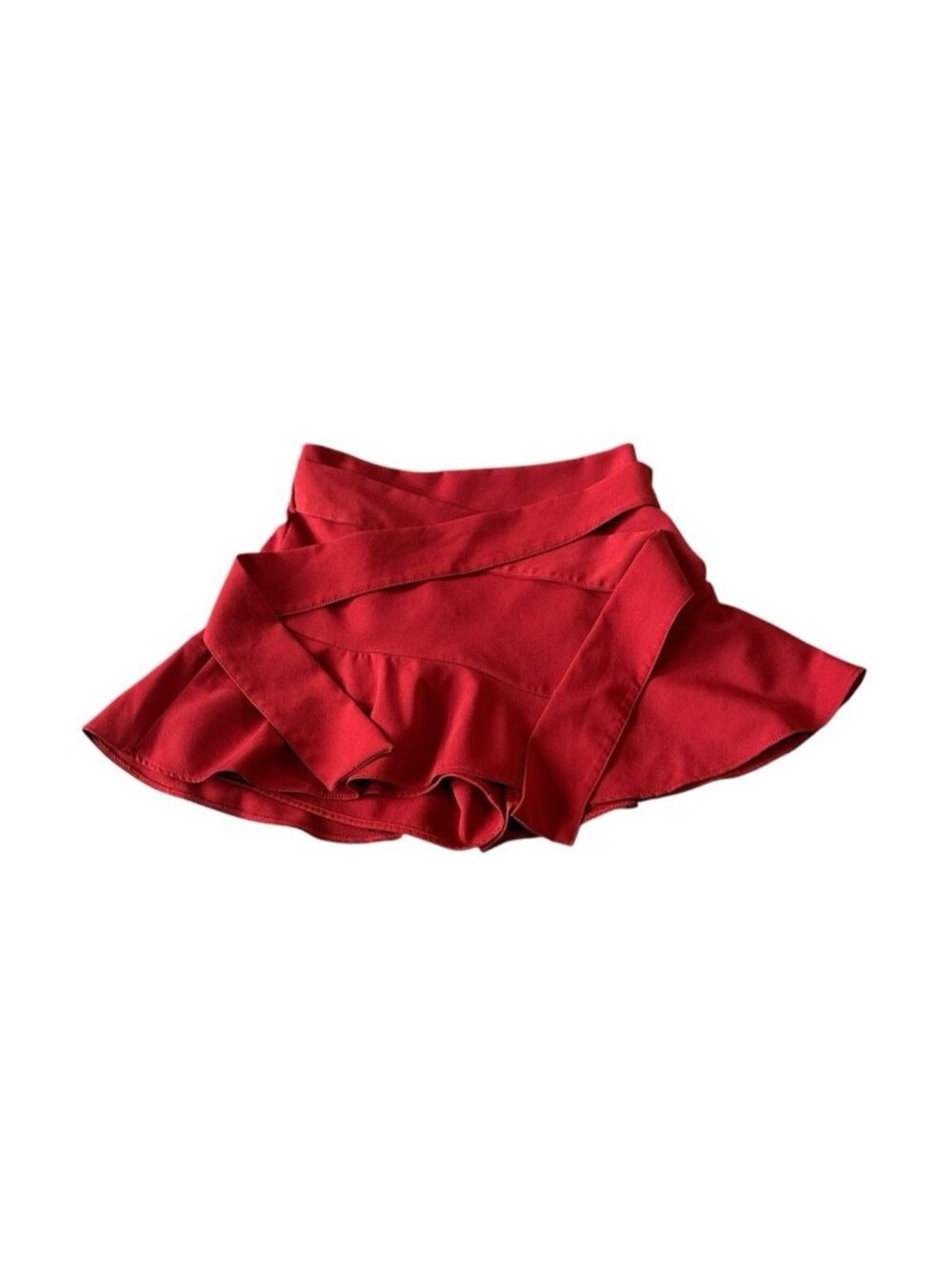Zara Red Crimson Skort Skirt M Tie Belt Ruffle Streetwear Y2K Indie Festival